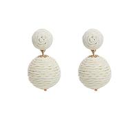 Caritierily Jewellery Gift for Birthday Rattan Earrings Rattan Ball Ring Pendant Earrings Women's Handmade Earrings Braided Straw Rattan Raffia Earrings Summer Beach Accessories (0418B-G, One Size)