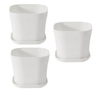 Caritierily Metal Flower Indoor Plastic Pots For Plants With Saucers Indoor Set Of 3 Plastic Planters Modern Flower Pot With Hole For All House Plants Herbs Flowers And Seeding Nursery (A, E)