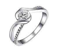 Caritierily Ring Girls Luxury Sparkling Diamond Ring Ladies Jewelry Engaged Ring for Women (Silver, 6)