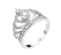 Caritierily Ring Set Size 11 Full Diamond Zircon Crown Hollow Rings Women Fashion Rose Gold Diamond Zircon Ring Ladies Jewelry Diamond Rings for Women Size 5 10 (Silver, 9)