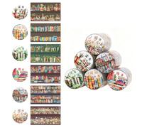 Carkio 6 Pcs Book Theme Transparent PET Tape Set,Decorative Adhesive Sticker Tapes PET Tape Great for Bullet Journal Supplies, Arts, Scrapbook, DIY Crafts