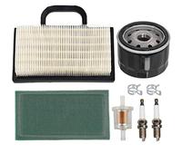 Carkio Air Filter Pre-Filter Oil Fuel Filter Spark Plug Kit Compatible with John Deere D140 D130 L120 Z425 X130R X135R X165 L118 LA135 MIU11286 GY20575 Briggs & Stratton 499486 499486S Lawn Mower