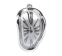 Carkio Creative Melting Clock, Wall Clock Decorative Salvador Dali Watch Melted Clock for Home Office Shelf Desk Table Decoration,Funny Creative Gift (Sliver)