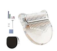 Carkio Cute Kalimba Thumb Piano 17 Keys Cat Acrylic Thumb Piano Portable Mbira Transparent Keyboard Finger Piano with Tune Hammer and Study Instruction for Kids Adults Beginners