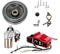 Carkio Electric Start Kit Starter Motor Flywheel Switch Compatible with Honda GX240 8HP GX270 9HP Engine Starter Motor Flywheel Key Switch Coil kit