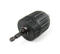 Carkio Keyless Drill Chuck Quick Change Conversion Adapter with 1/4" Hex Shank, 3-Jaw Drill Chuck Adapter with 3/8-24UNF Threaded Mount to Hold 0.8mm-10mm/0.03-0.39"