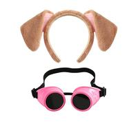 Carkno Brown Dog Ears Headband Pink Steampunk Goggles Halloween Costume Accessories Patrol Cosplay Party Supplies for Skye Paw