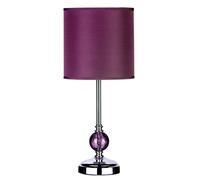 carko purple fabric shade table lamp with polished chrome base