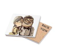 Carl and Ellie up Coaster, Tableware, Drinks Coaster, Office Desk Coffee-Tea Coaster (Ceramic Coaster)