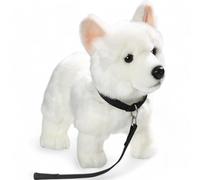 Carl Dick White German Shepherd with leash standing, Soft Toy, Cuddly Toy