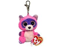 Carl etto Ty 36614 Roxie Clip Glitter Eye Racoon Glub Schi's Beanie Boo's, 8.5 cm, Pink/Purple