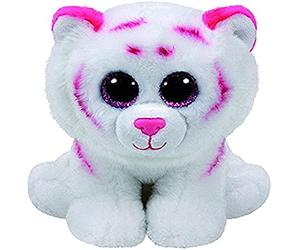 Carl etto Ty Tabor 90247 Tiger with Glitter Eyes Beanie Classic 33 cm, Pink/White