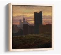 Carl Gustav Carus - The Imperial Castle in Eger Canvas Floater Frame Square Print Picture Art - Light Oak Frame 16 inch wide x 16 inch high