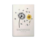 Carl Jung Quote, Floral Mental Health Print Canvas, Dandelion Sunflower Wall Art_upscayl_4x_upscayl-lite-4x Poster Canvas Wall Art For Living Room Bedroom Gaming Room Office Posters 12x18inch(30x45cm)
