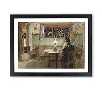 Carl Larsson When the Children Have Gone to Bed Classic Painting Framed Print | A3 Black Framed Wall Art | Ready to Hang | Classic Historical Picture | Living Room Bedroom Lounge Office