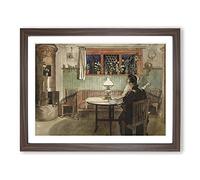 Carl Larsson When the Children Have Gone to Bed Classic Painting Framed Wall Art Print, Ready to Hang Picture for Living Room Bedroom Home Office Décor, Walnut A3 (46 x 34 cm)
