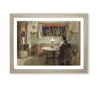 Carl Larsson When the Children Have Gone to Bed Classic Painting Framed Wall Art Print, Ready to Hang Picture for Living Room Bedroom Home Office Décor, Oak A2 (64 x 46 cm)
