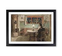Carl Larsson When The Children Have Gone to Bed Framed Print | A2 Oak Framed Wall Art | Ready to Hang | Modern Nature Picture | Living Room Bedroom Lounge Office