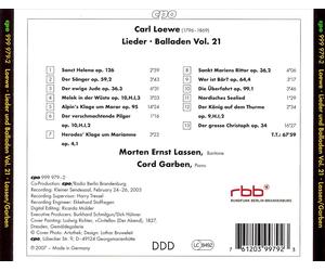 CARL LOEWE: LIEDER & BALLADEN, VOL. 21 NEW CD