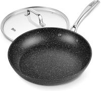 Carl Schmidt Sohn 8 Inch Nonstick Frying Pan With Lid,black Marble Cookware, Stone-Derived Coating, Non Toxic Apeo & Pfoa Free, With Heat-Resistant
