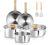 Carl Schmidt Sohn Cs Stainless Steel Cookware Set, 18/10 Stainless Steel Pots And Pans Set 11Pcs, Detachable Handle Pots And Pans For Easy Storage,