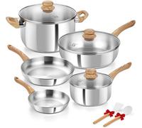 Carl Schmidt Sohn Cs Stainless Steel Coowkare Set 10Pcs, Professional 18/10 Stainless Steel Pots And Pans Set With Cool-Touch Handles, Tri-Ply Base