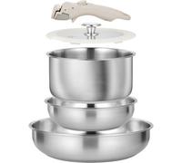 Carl Schmidt Sohn Cs Stainless Steel Pots And Pans Set, 7 Piece Stainless Steel Cookware Set With Detachable Handle