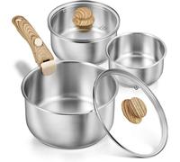 Carl Schmidt Sohn Cs Stainless Steel Saucepan Set 1.4L,1.9L And 2.8L Stainless Steel Pot With Removable Handle, 6Pcs Set With Tri-Ply Steel Base