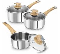 Carl Schmidt Sohn Cs Stainless Steel Saucepan Set, 6 Piece 18/10 Pots With Lids 0.95L,1.9L,2.8L ,stay Cool Handles, 5 Layer Steel Base