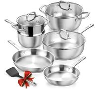 Carl Schmidt Sohn Koch Systeme Cs 10-Piece 18/10 Stainless Steel Cookware Set, Professional Pots & Pans, Induction Hob Safe