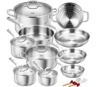 Carl Schmidt Sohn Koch Systeme Cs 17-Piece 18/10 Stainless Steel Cookware Set, Professional 5-Ply Pots & Pans, Induction Hob & Oven Safe, Non-Toxic