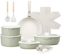 Carl Schmidt Sohn Koch Systeme Cs 17-Piece Green Non-Stick Cookware Set, Detachable Handles, Space-Saving Pots & Pans, Induction Hob Safe