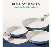 Carl Schmidt Sohn Koch Systeme Cs 3-Piece Ceramic Non-Stick Frying Pan Set With Detachable Handle - 20/24/28Cm, Blue
