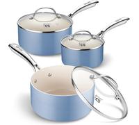 Carl Schmidt Sohn Koch Systeme Cs Aesthetic Blue Ceramic Saucepan Set (3-Piece) - Non-Toxic & Induction Safe