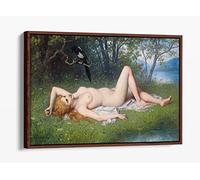 Carl Schweninger the Younger, The Magpie Canvas Floater Frame Print Picture Art - Walnut Frame 36 inch wide x 24 inch high
