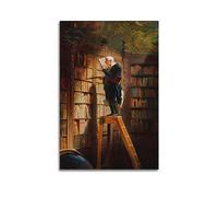 Carl Spitzweg Poster The Bookworm Canvas Art And Wall Art Picture Print Modern Family Bedroom Decors 08x12inch(20x30cm)