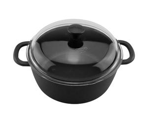 Carl Victor - Cast Iron Pot With Glass Lid, 4 L - Black