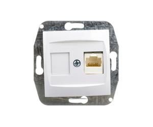 CARLA Gniazdo komputerowe pojedyncze RJ45 cat 5e białe 1748-10