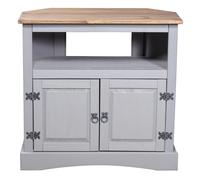 carlen wooden corner tv stand with 2 doors in grey oak