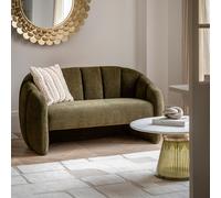 Carleton Textured Boucle Mid-Century 2 Seater Sofa Moss Green