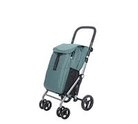 Carlett Shopping Cart Foldable Supermarket Trolley with 4 Rain-Resistant Wheels, Large Capacity, Main 53L, Thermal Bag 10L, Polyester, Green Color