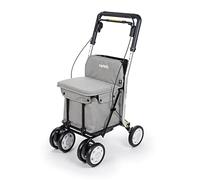 Carlett - Lett800 Comfort Move | Foldable Shopping Trolley | With 4 Wheels and Seat | Class I Approved Medical Device | Removable Bag 29L/15kg | Storage Tray | Light Grey..
