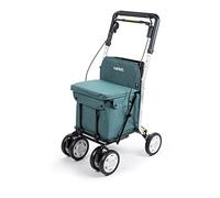 Carlett - Lett800 Comfort Move | Foldable Shopping Trolley | With 4 Wheels and Seat | Class I Approved Medical Device | Removable Bag 29L/15kg | Storage Tray | Green.