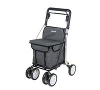 Carlett - Lett800 Comfort Move | Foldable Shopping Trolley | With 4 Wheels and Seat | Class I Approved Medical Device | Removable Bag 29L/15kg | Storage Tray | Grey.
