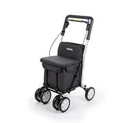 Carlett - Lett800 Comfort Move | Foldable Shopping Trolley | With 4 Wheels and Seat | Class I Approved Medical Device | Removable Bag 29L/15kg | Storage Tray | Black.