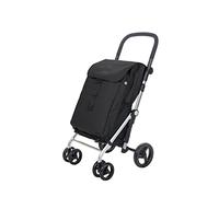 Carlett Pack Classic Family | Folding Shopping Cart with Gift Hook | High Performance Supermarket Trolley | 4 Wheels | Large Capacity 64L | Black