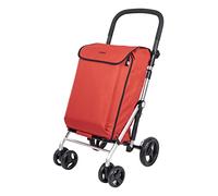 Carlett Pack Lite Family | Shopping Cart + Gift Hook | Collapsible Shopping Cart | 4 Wheels | Light | Adjustable Handlebar and Brake | 58L Expandable Bag | Cooler Bag 12L | Red