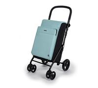 Carlett - Shopping Cart, Foldable Supermarket Trolley, with 4 Rain Resistant Wheels and a Large Capacity 32kg, Main Bag 64L, Thermal 12L - Urban Family Model, Color Green