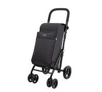 Carlett - Urban Duo Lett430 | Shopping Cart | Foldable Supermarket Trolley | 4 Wheels | Ergonomic Handle | 36L Expandable Bag | 7,5L Thermal Bag | Black