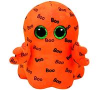 Carletto Ty 37079 Ghoulie Ghost with Glitter Eyes, Glubschi's, Beanie Boo's Halloween Limited Edition Plush Toy, 24 cm, Orange